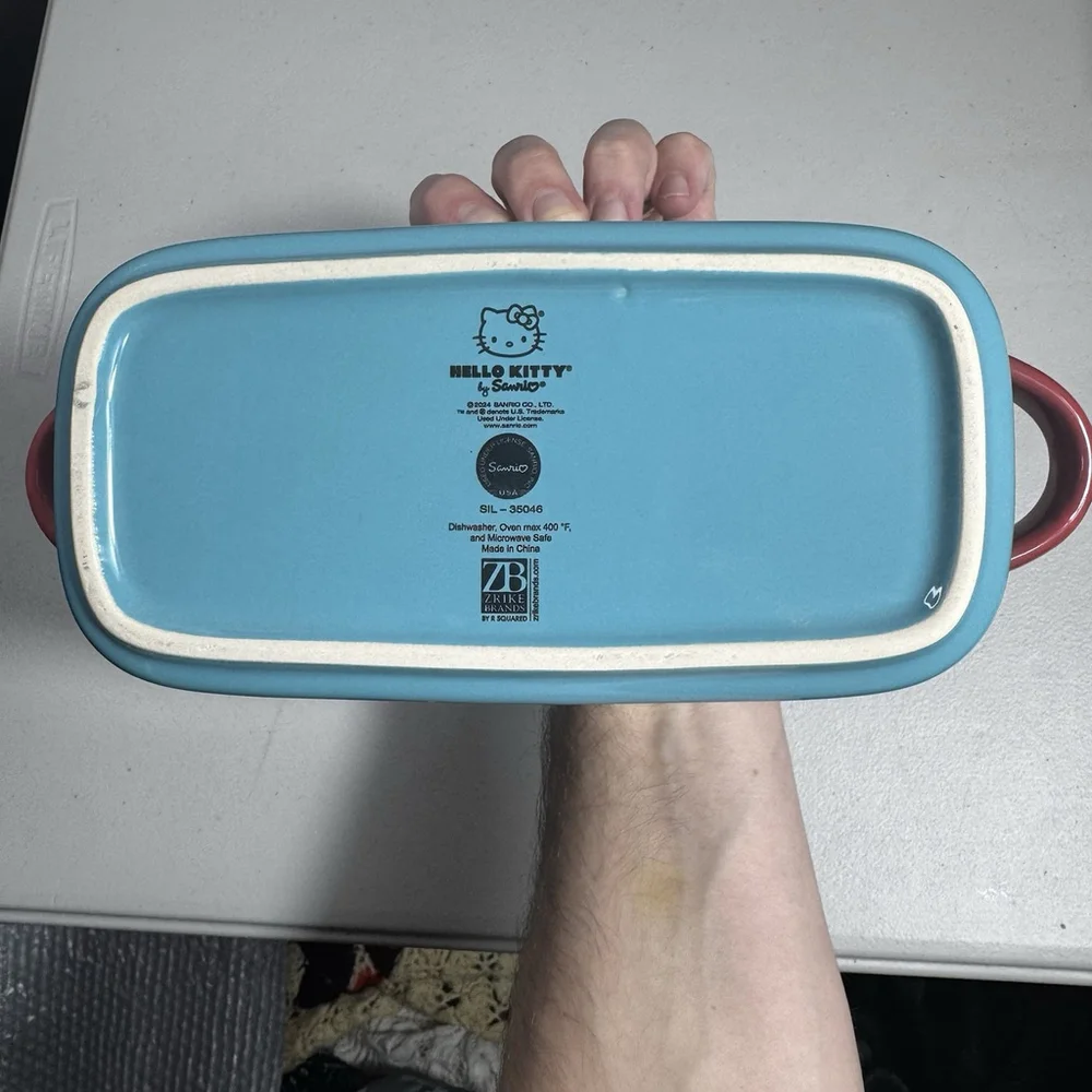 Sanrio Hello Kitty Ceramic Loaf Pan Snow Globe Design 9x5